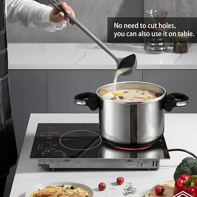 Karinear 2 Burners Electric Cooktop, 120v Plug in Ceramic Cooktop, 12 Inch Co...