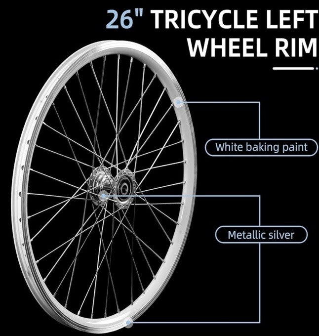 Adults Bicycle Wheels Tire Rim for 3 Wheels Bike Tricycle Left Wheel 20" 36x13G