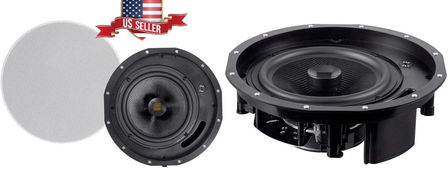 Monoprice 2-Way Carbon Fiber Ceiling Speakers - 8 Inch W/ Ribbon Tweeter (Pair)