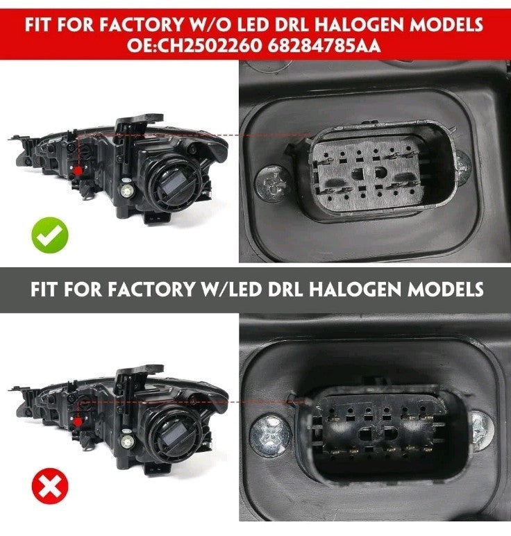 Passenger For 2015-2017 Chrysler 200 Halogen Headlight Headlamp w/o LED DRL RH