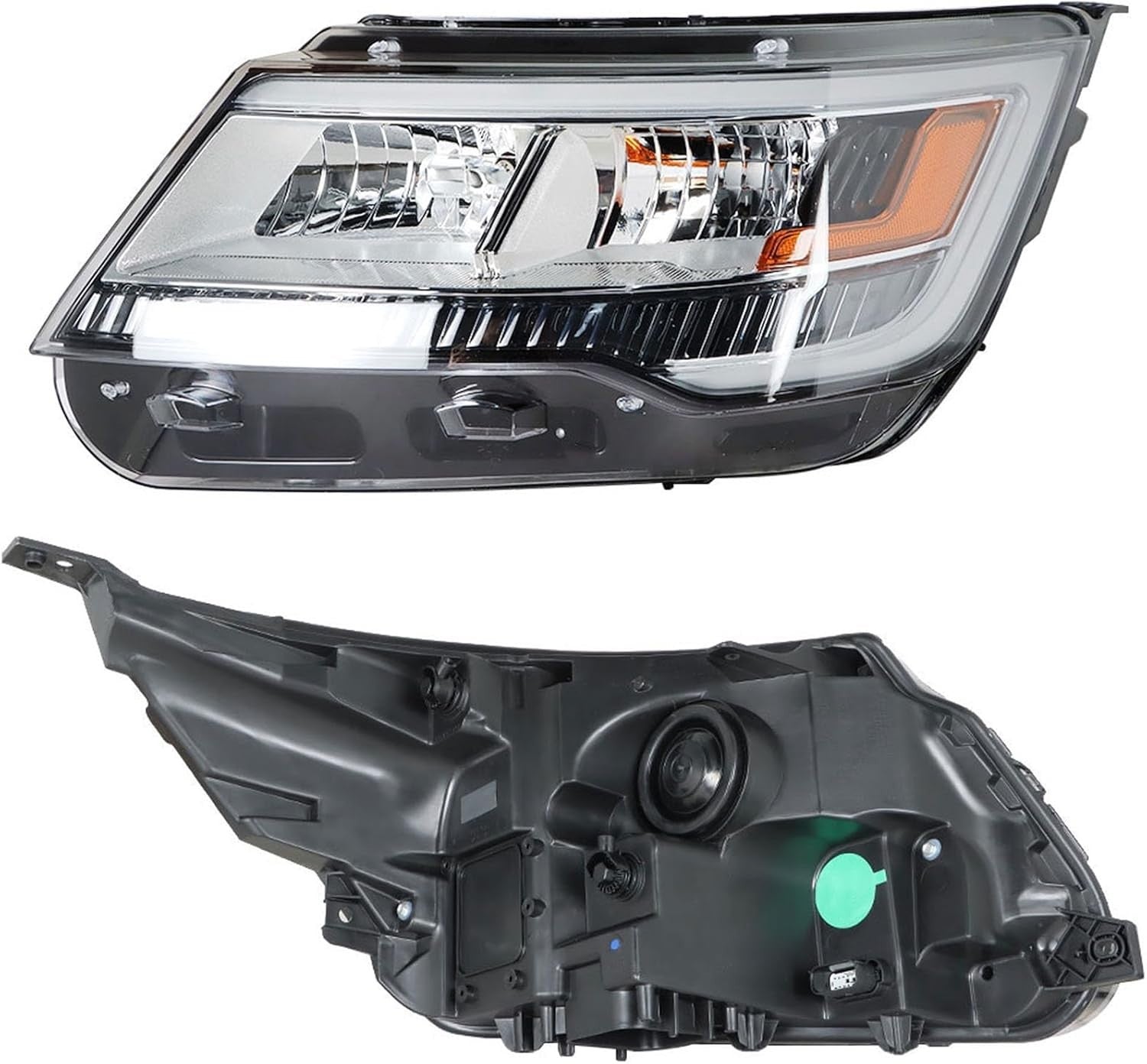Headlights Assembly Black Bezel DRL Headlamp Left Side for 2016-2018 Explorer ￼