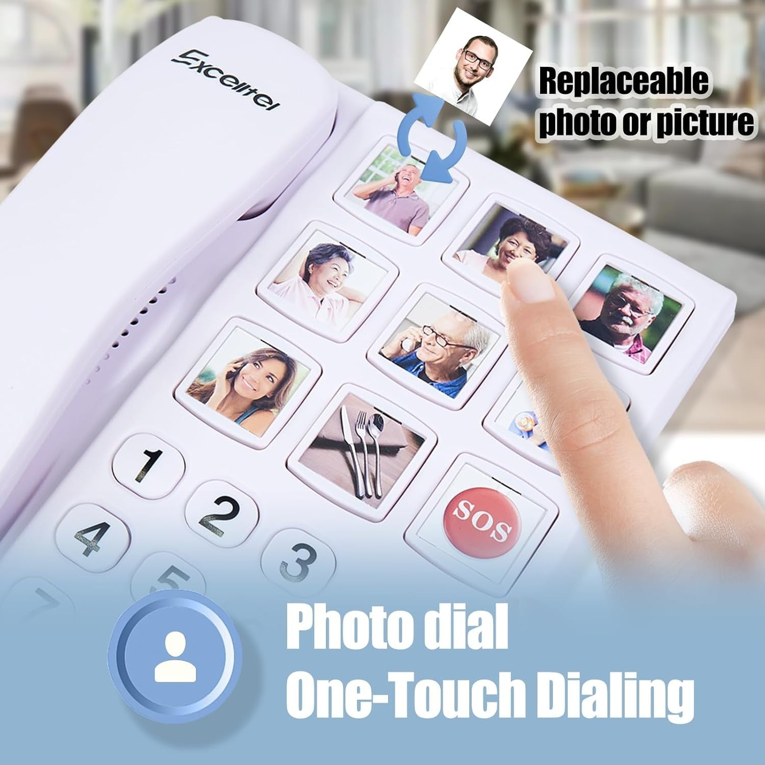 Big Button Phone for Seniors, Corded Landline Telephone with Handsfree Function