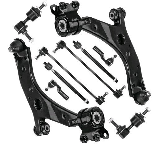 10PC Front Tie Rod Ends Control Arms Sway Bars Kit For 2004-2014 Mazda 3 & 5