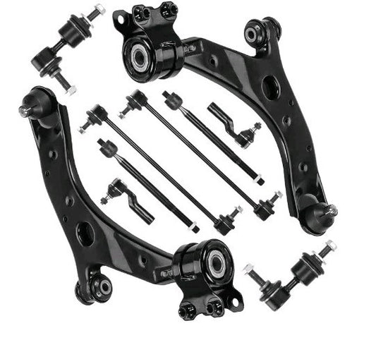 10PC Front Tie Rod Ends Control Arms Sway Bars Kit For 2004-2014 Mazda 3 & 5