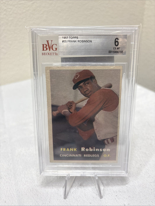 1957 Topps #35 Frank Robinson Cincinnati Reds Rookie Baseball Card BVG 6 RC EXMT