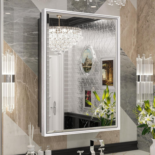 Keonjinn 17" x 25" Silver Bathroom Medicine Cabinets with Mirror