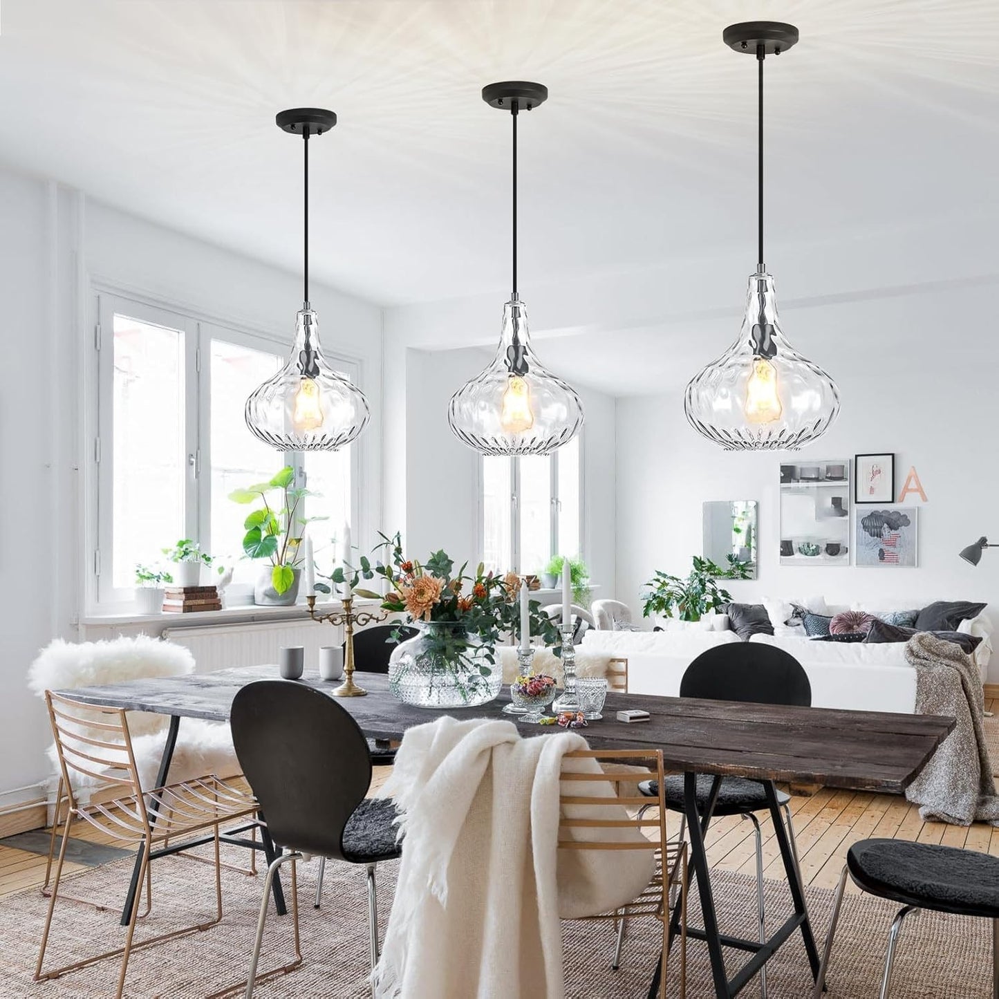 Glass Large Pendant Lights for Kitchen Island Blown Glass Pendant Light 11 inch