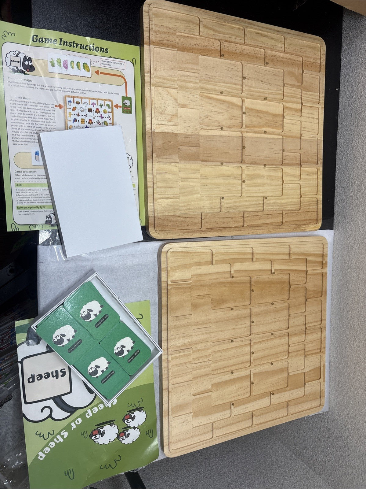 Two Large Bamboo cutting boards 15"x 15"x .75” Sheep Game On Reverse Side