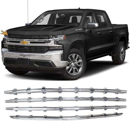 Grill Cover For 2019-2022 Chevy Silverado 1500 Snap On Grille Overlay Chrome