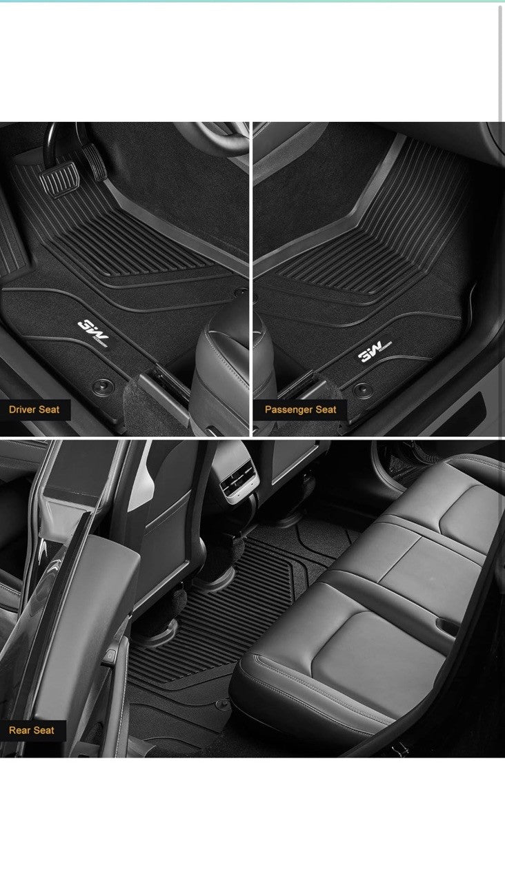 3W Custom 3D Floor mats For Tesla Model Y 2020-2025 Juniper 5 Seater Thick HD