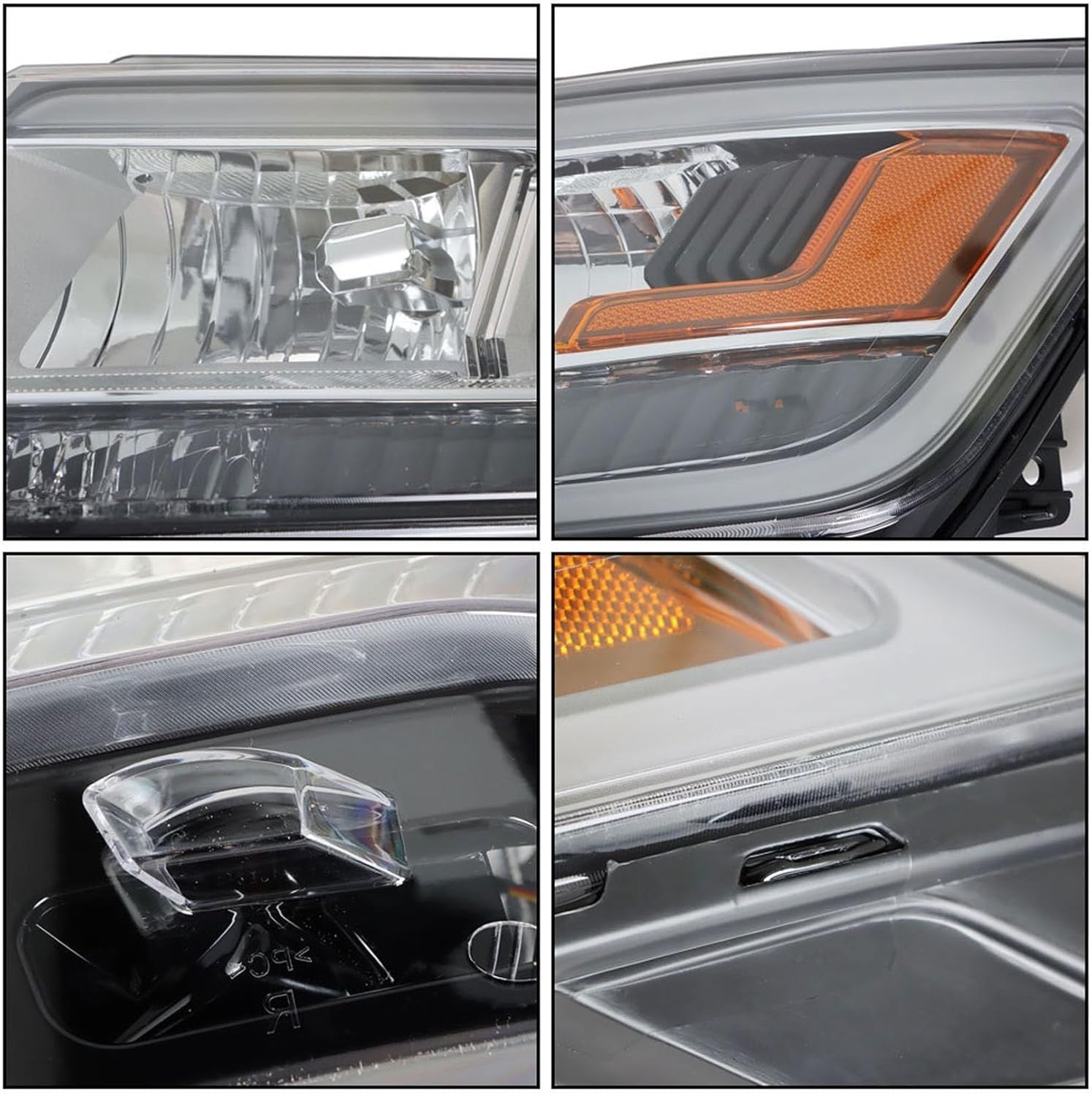 Headlights Assembly Black Bezel DRL Headlamp Left Side for 2016-2018 Explorer ￼