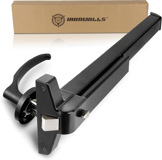 Panic Bar 27.5 Inch, Black Commercial Door Push Exit Device With Exterior Lever