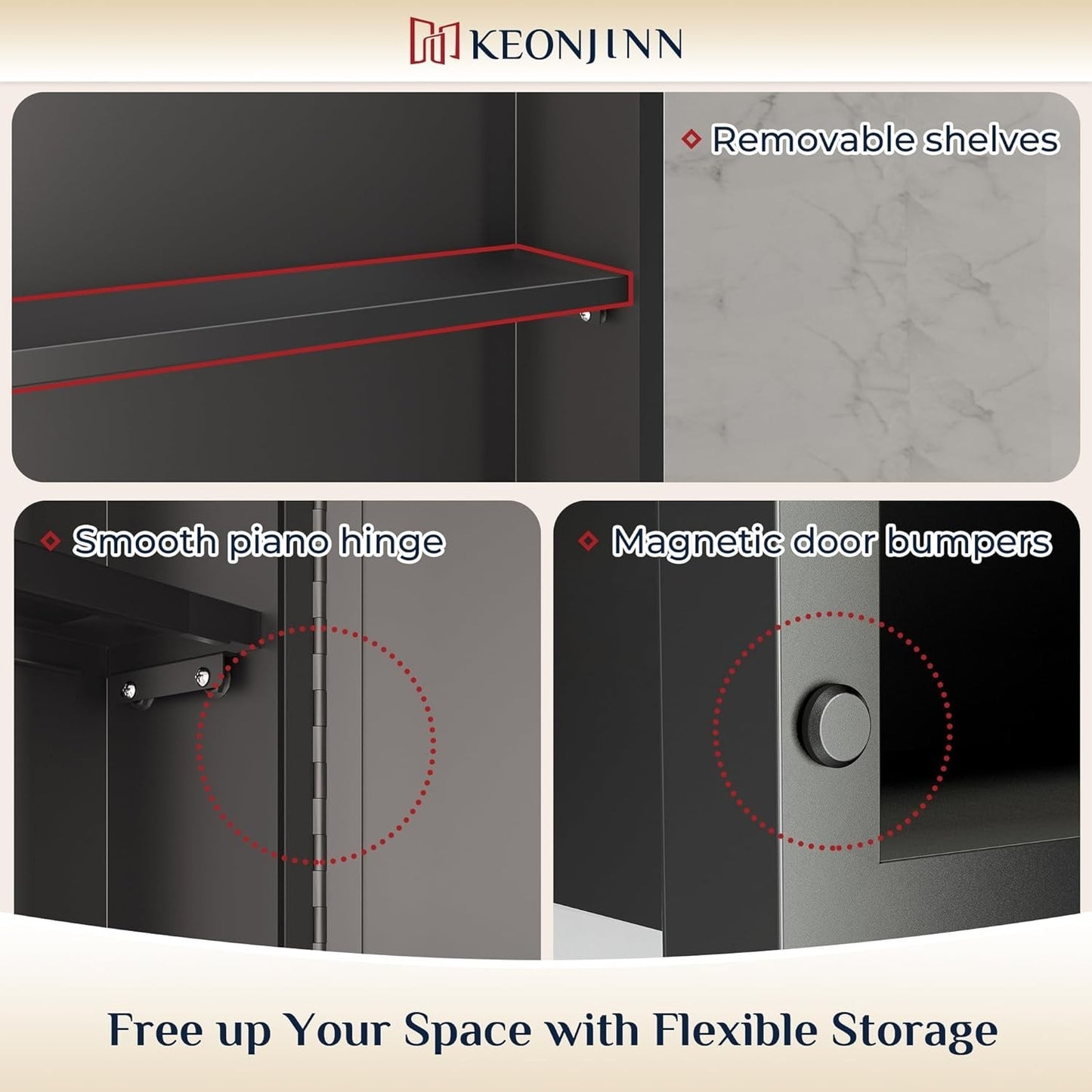 Keonjinn 17" x 25" Silver Bathroom Medicine Cabinets with Mirror