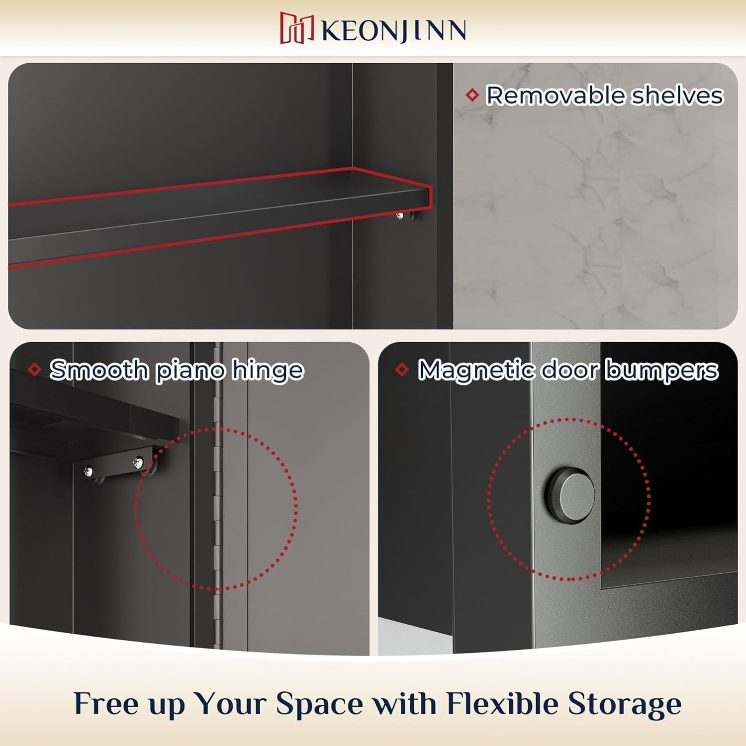 Keonjinn 17" x 25" Silver Bathroom Medicine Cabinets with Mirror