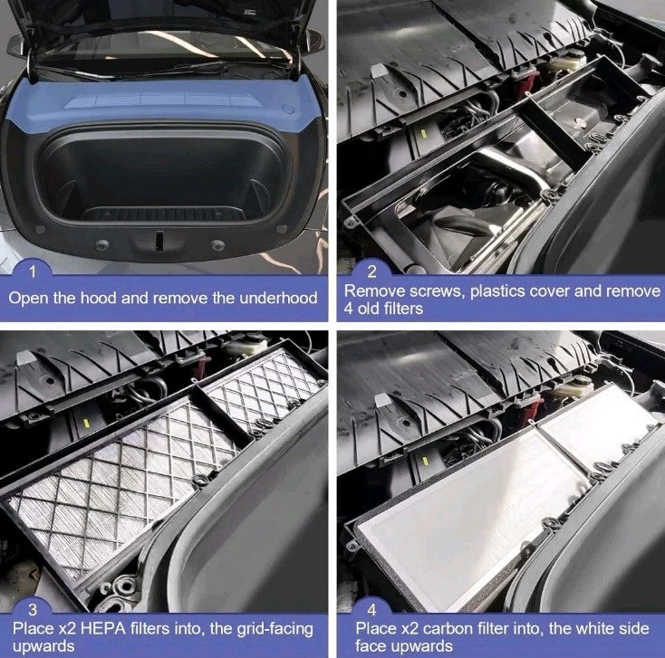 Tesla Model Y Cabin Air Filter HEPA with Activated Carbon, Air Intake Filter ...