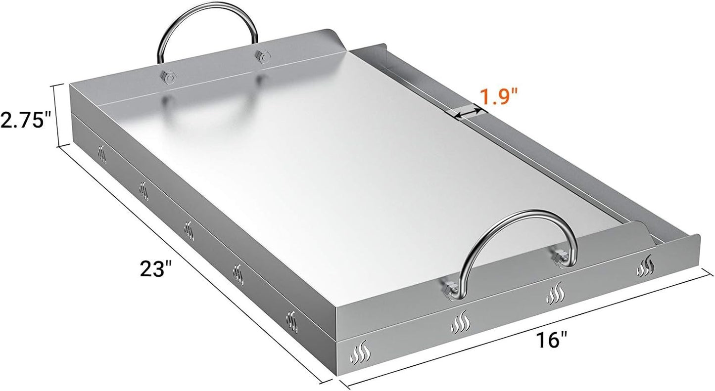 23" x 16" Universal Stainless Steel Cooking Griddle, Flat Top Plate Insert