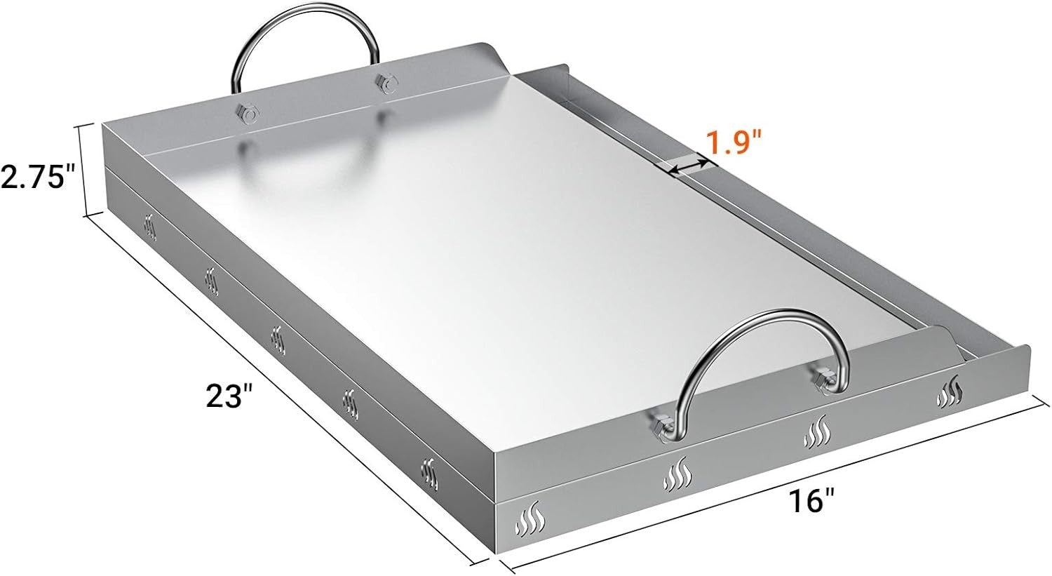 23" x 16" Universal Stainless Steel Cooking Griddle, Flat Top Plate Insert