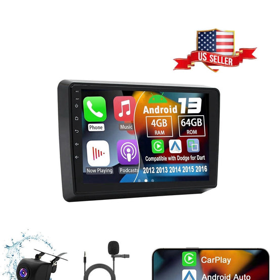 4+64G For 2013 2014 2015 2016 Dodge Dart Android 13 CarPlay Car Stereo Radio GPS
