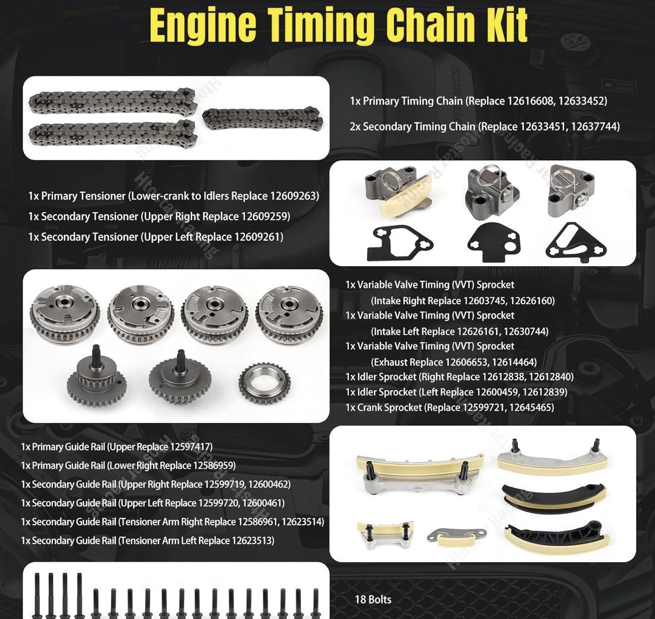 Timing Chain Kit &VVT Gears fit 07-22 Buick Enclave Chevy Acadia SLT GMC 3.6 3.0
