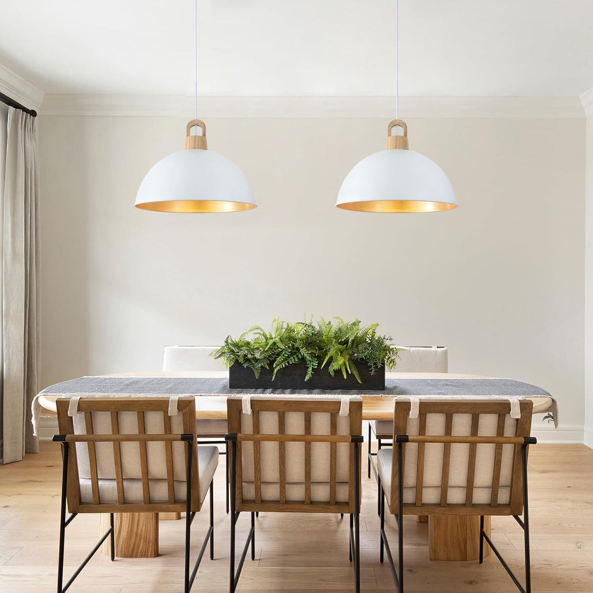 Modern 18'' White Pendant Light - Farmhouse Industrial Chandelier for Home