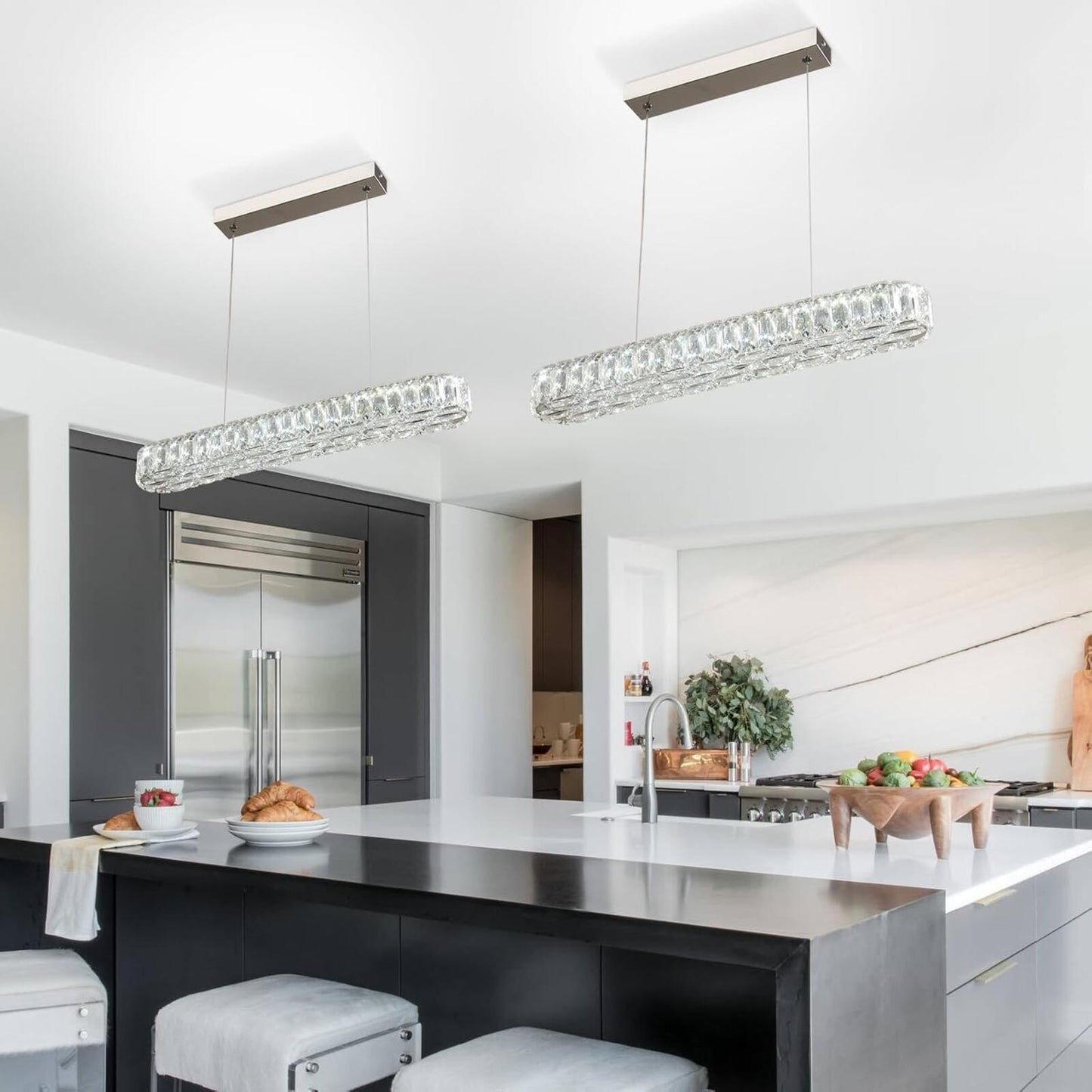 Crystal Chandelier Modern Pendant Light Dining Room Fixture Cool White 6500K