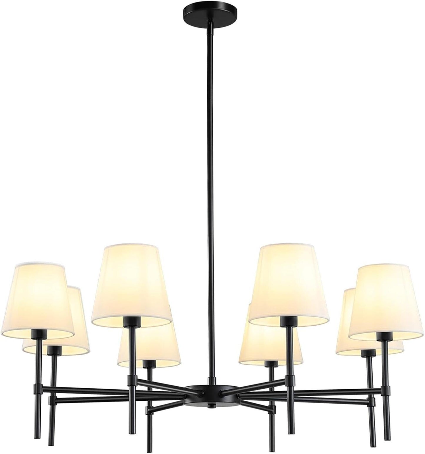 Dining Room Chandeliers Light - Modern Black Chandelier, 8-Light Metal Farmhouse
