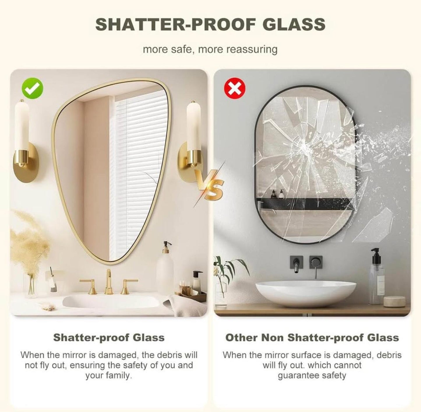 Cool Irregular Gold Frame Mirror