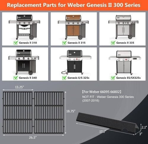 Genesis II Flavorizer Bars & Grill Grates Replacement Parts for Weber Genesis II