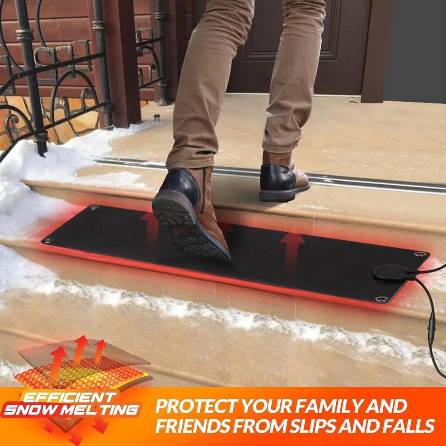Walensee Snow Melting Mats for Stairs, 10" x 30" Graphene Heated Outdoor Mats...