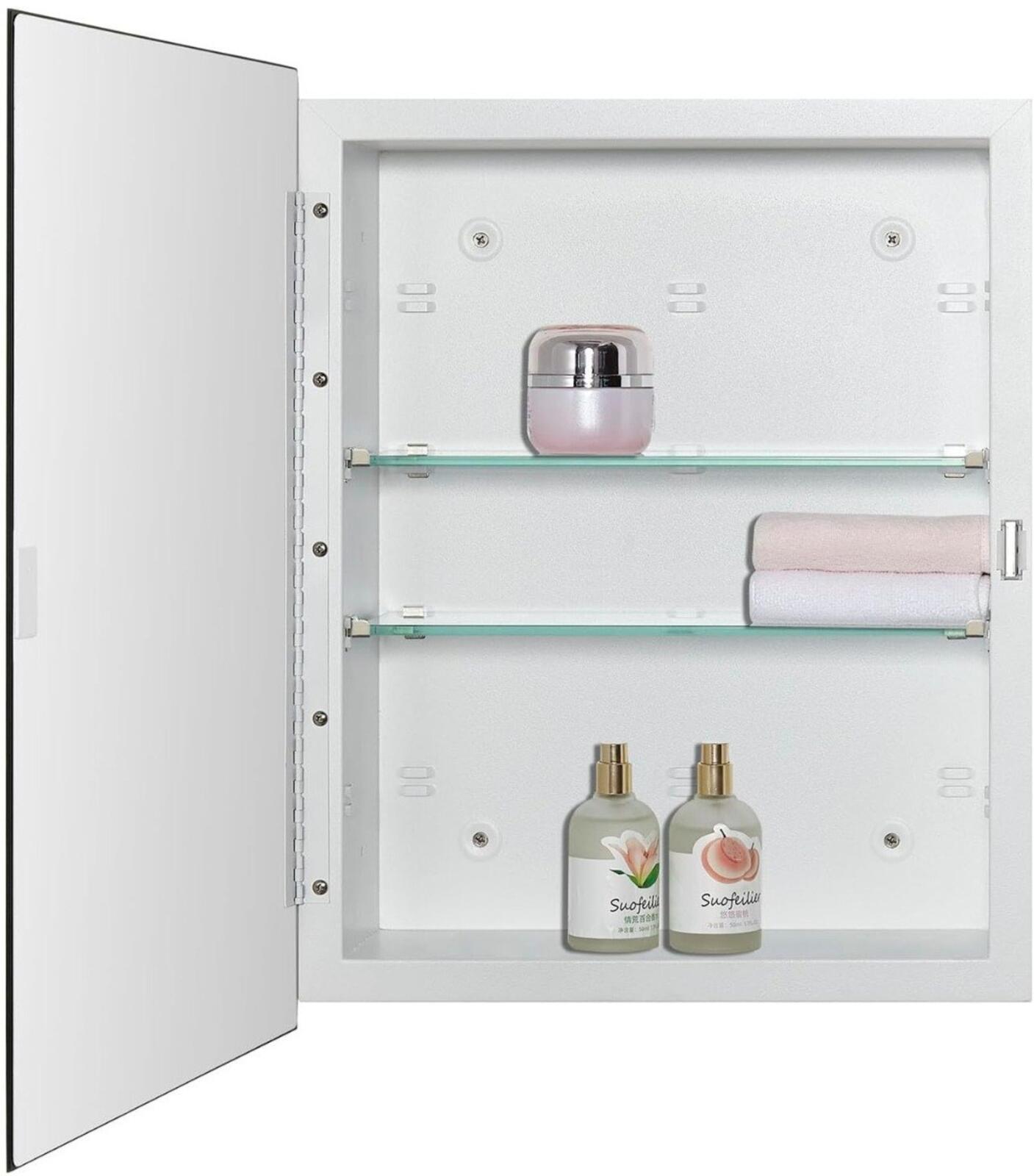 Bathroom Medicine Cabinet with Beveled Edge Mirrored Door 14 x 18 inch, Recessed