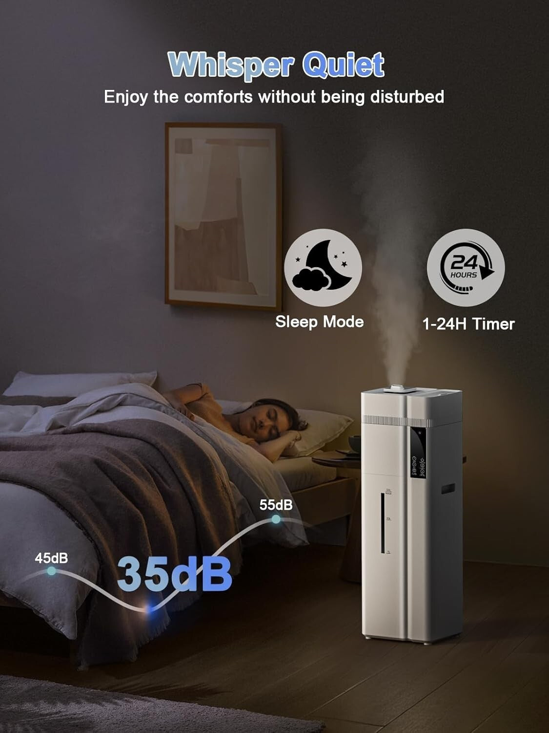 13L/3.4Gal Humidifiers for Bedroom, Ultrasonic Warm & Cool Mist Humidifier La...