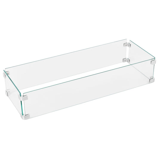 Nuu Garden Tempered Glass Wind Guard for Rectangular Propane Fire Pit Table 2...