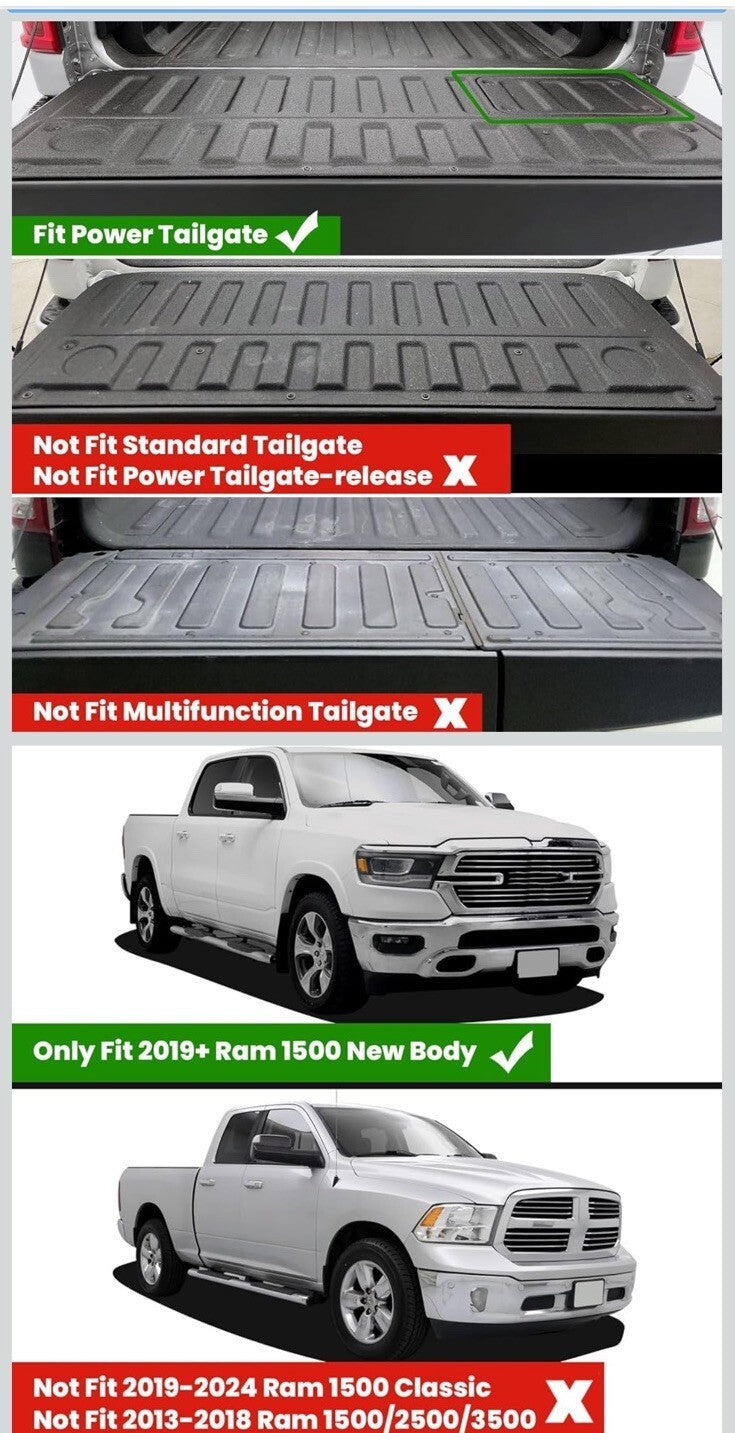 Tailgate Mat 2025 2026 for Dodge Ram 1500 Power Tailgate (NOT for Standard