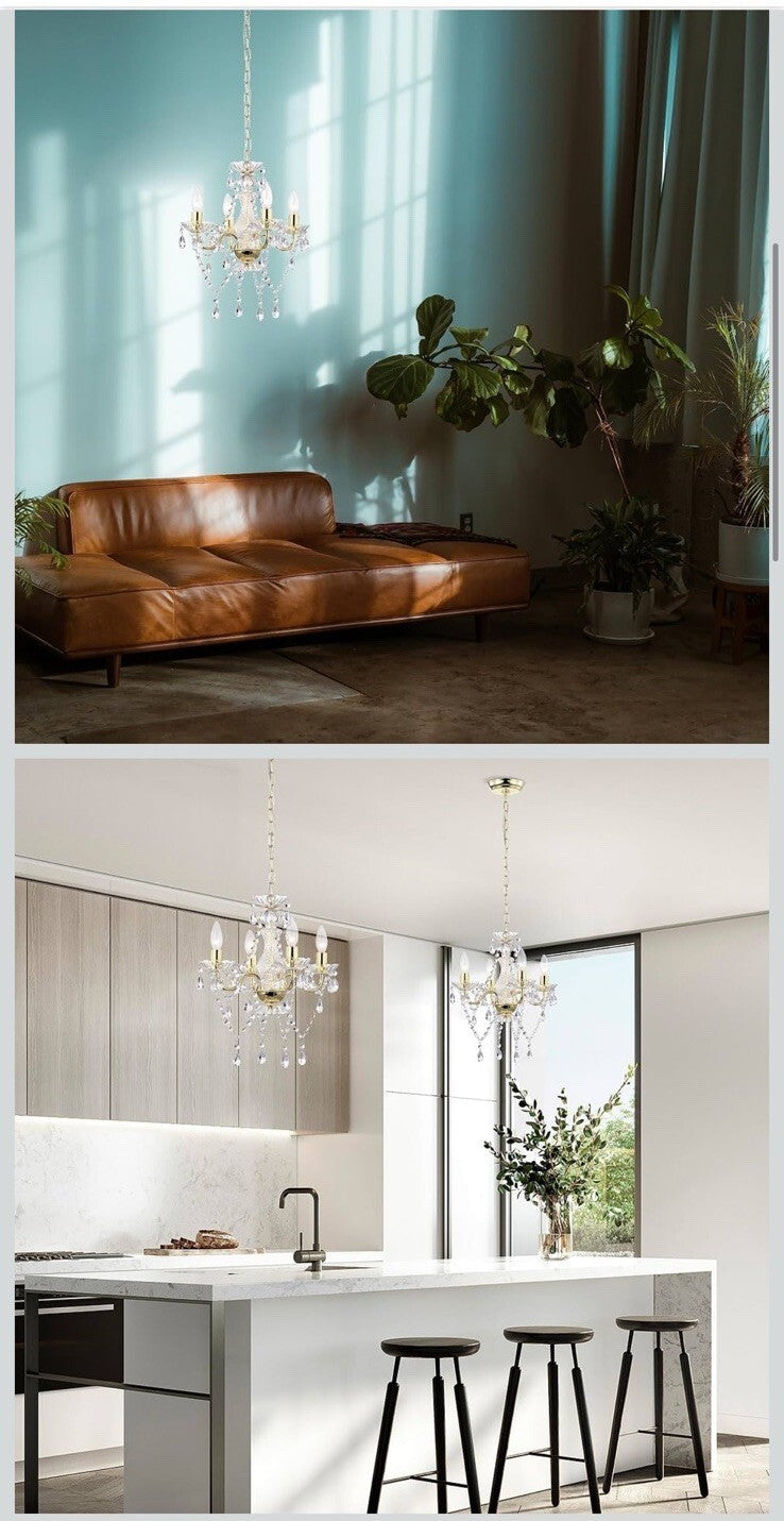 Gold Chandelier Mini Crystal Chandelier 4 Light Small Modern Chandelier