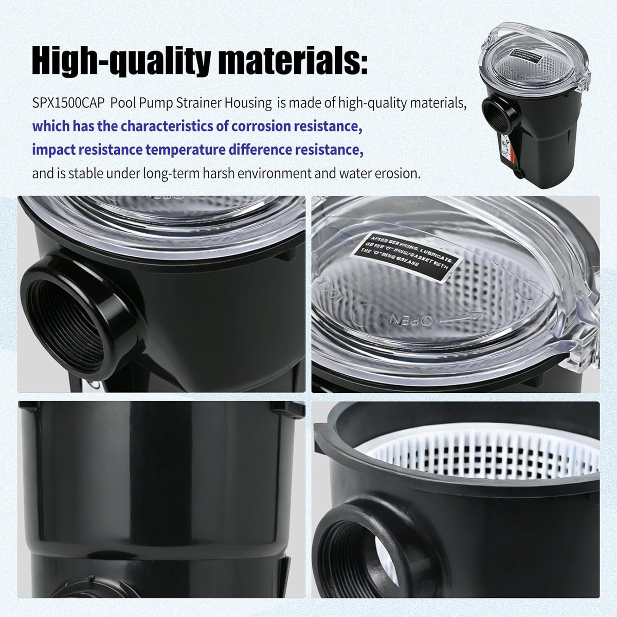SPX1500CAP Pump Strainer Housing W/Basket Compatible with Hayward Strainer Pump