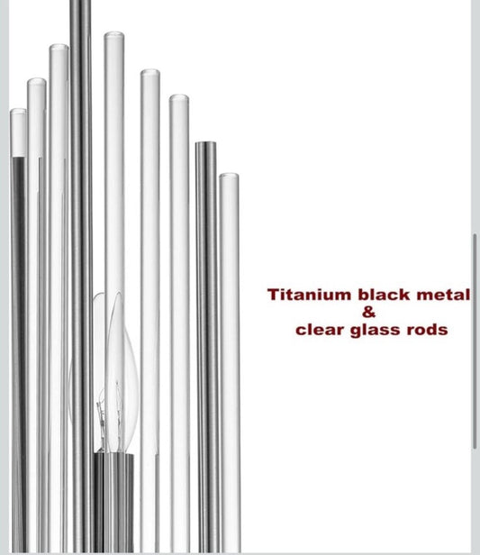 2-Light Modern Wall Sconce Titanium Black Metal with Clear Class Crystal Vanity
