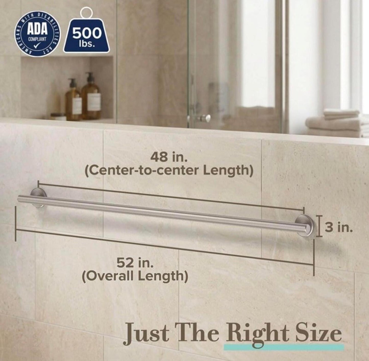Gatco #897 Latitude II Grab Bar, Satin Nickel , 48-Inch Stainless Steel Safety