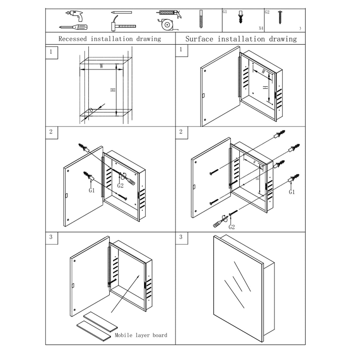 Bathroom Medicine Cabinet with Beveled Mirror, Medicine Cabinet with Storage ...