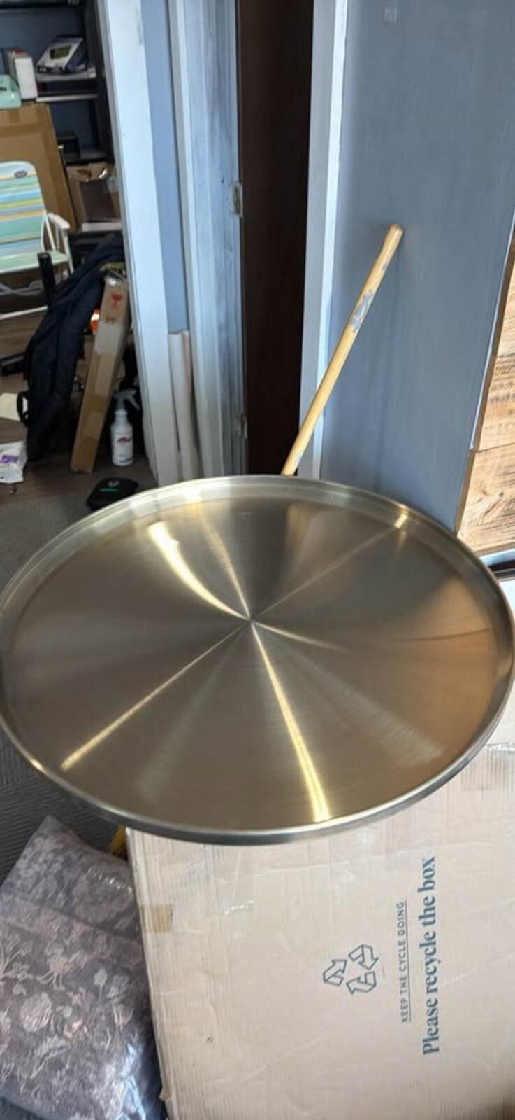 Round Gold Metal Tray Tiki ￼fire pit top only