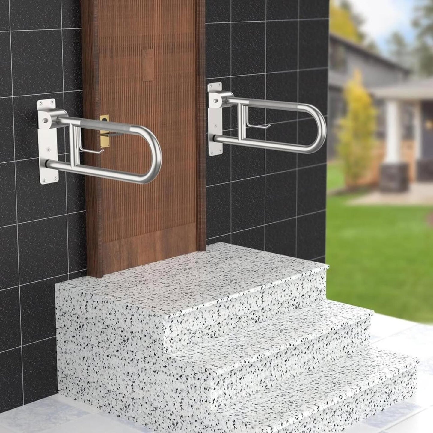 Toilet Grab Bar 22.4 Inch Munzong Anti-Slip Handicap Grab Bars with Paper Holder