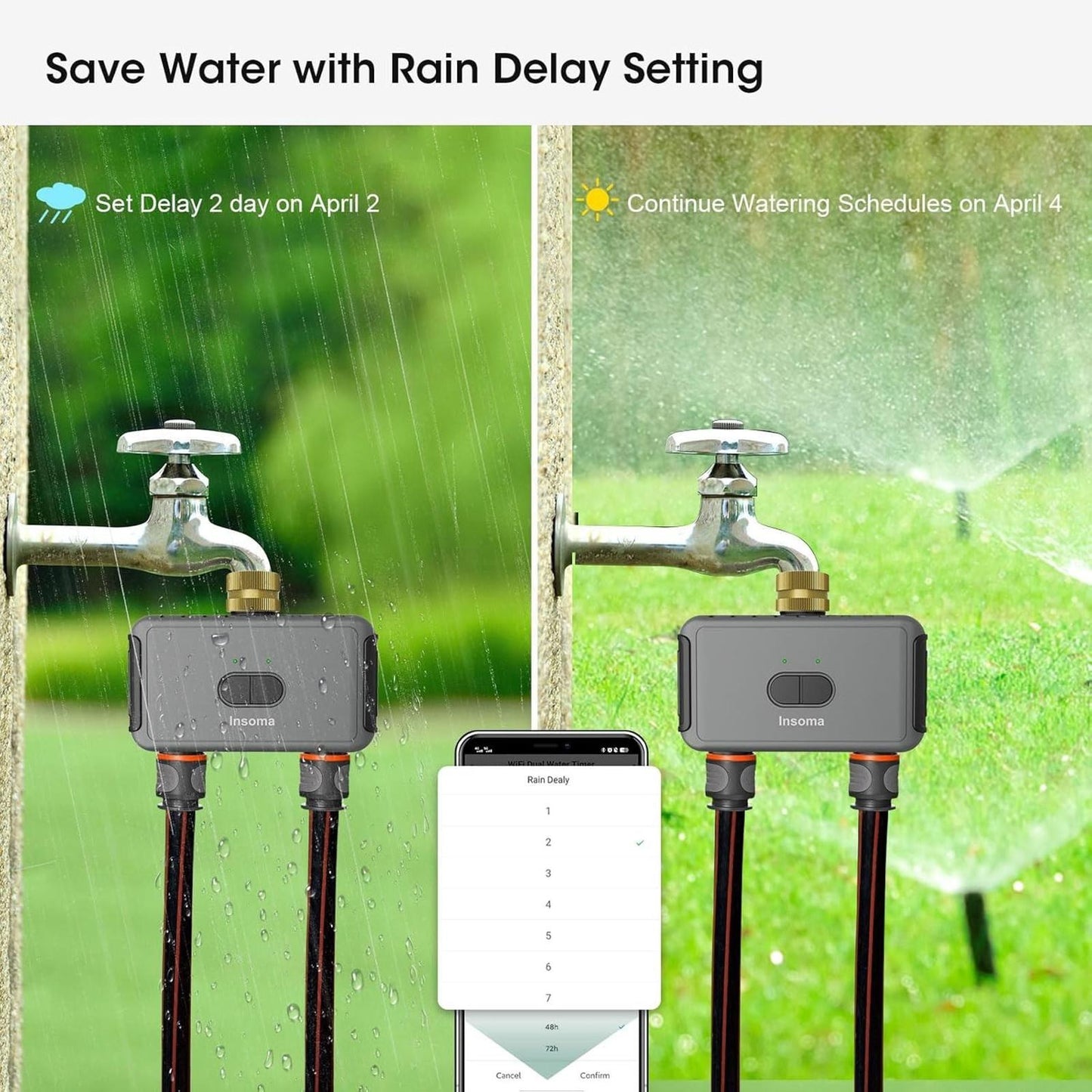 Irrigation System Controller,Smart Water Timer with 2 Outlet,for Lawns