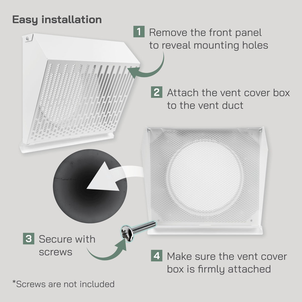 Vent Systems 8" Inch Exhaust Vent Cover with Rubber Gasket - White Galvanized...