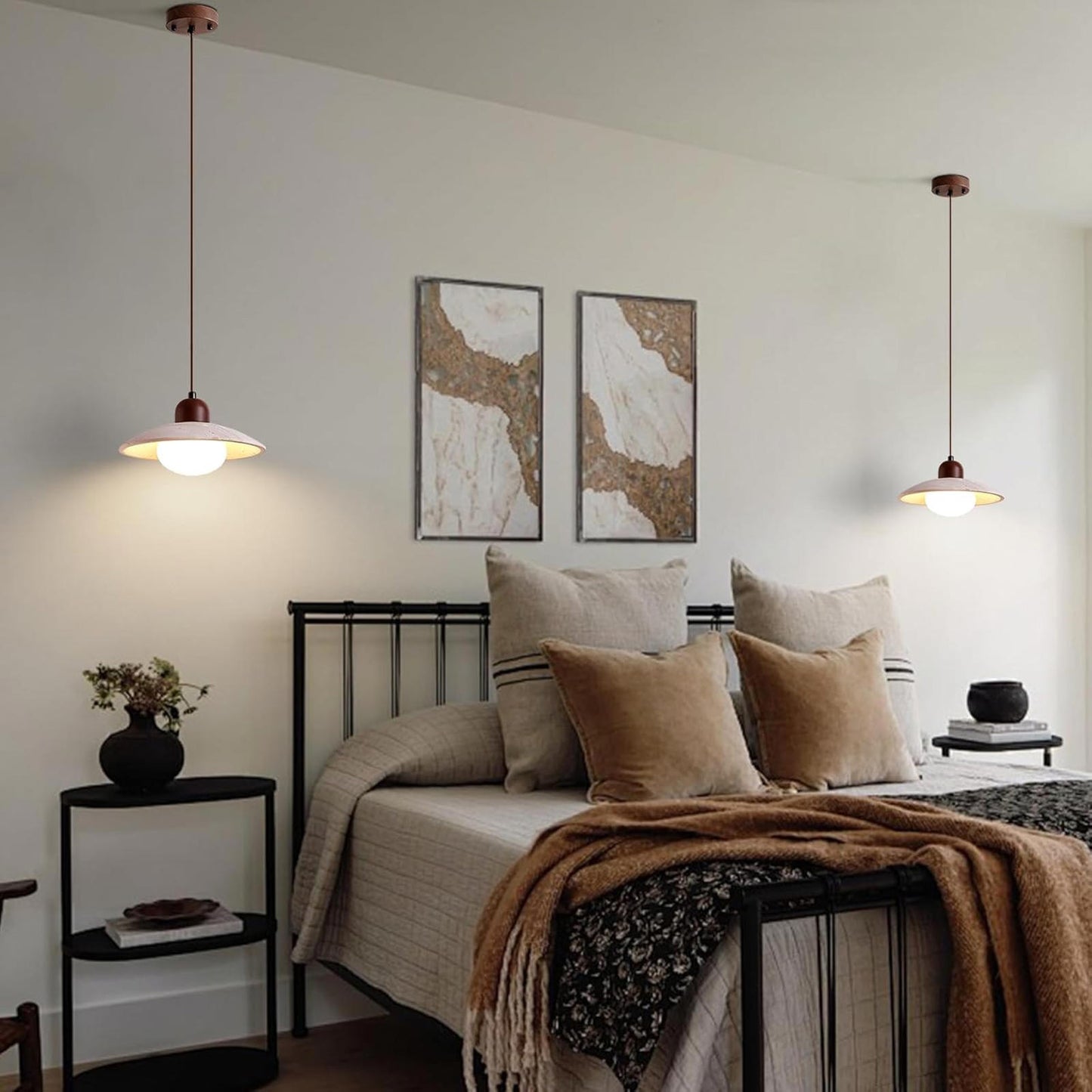 Natural Stone Dome Pendant Light for Farmhouse & Nordic Style Decor