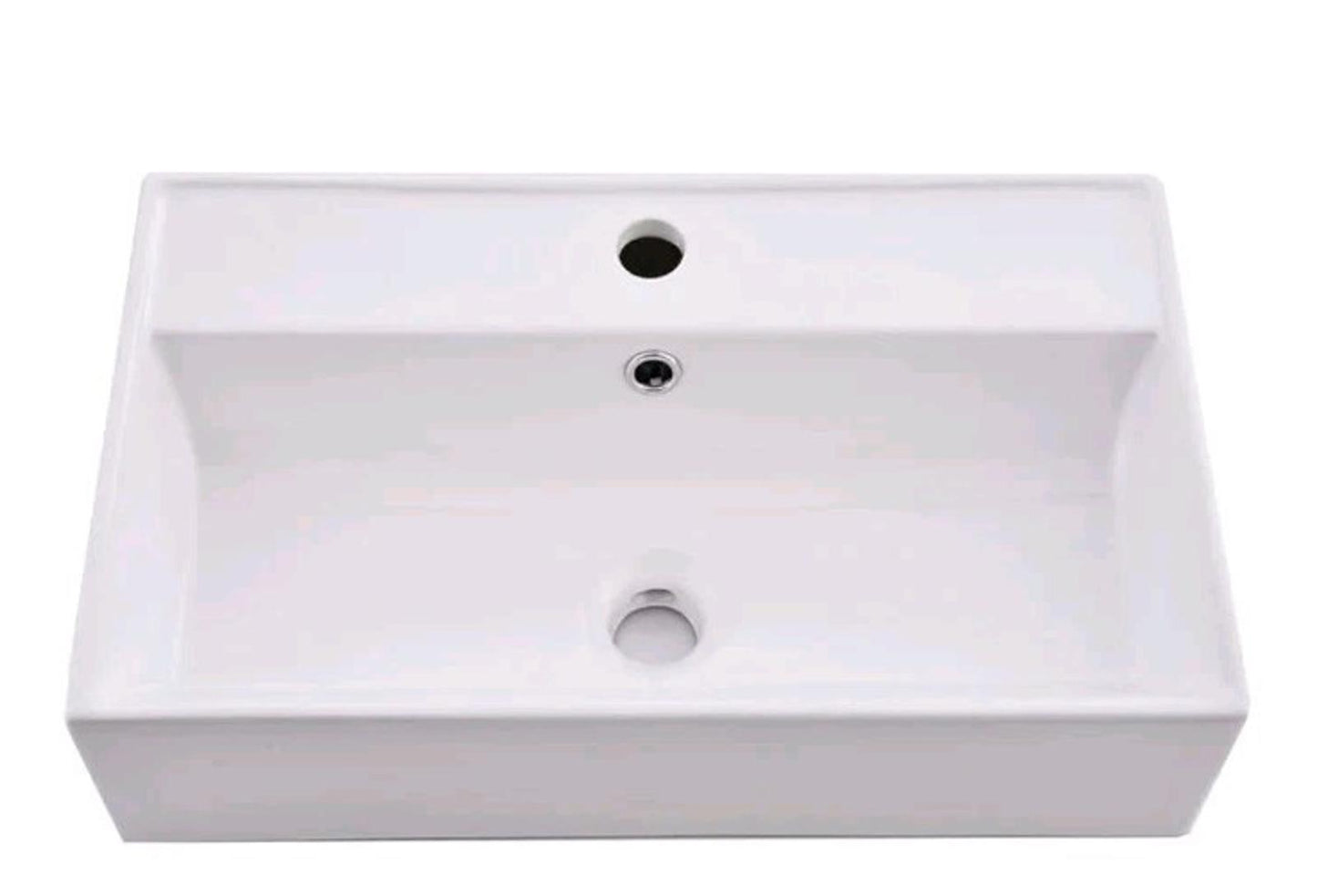 Contemporary 21" X 12" Porcelain Ceramic Wall Mounted Bathroom Vessel No Faucet