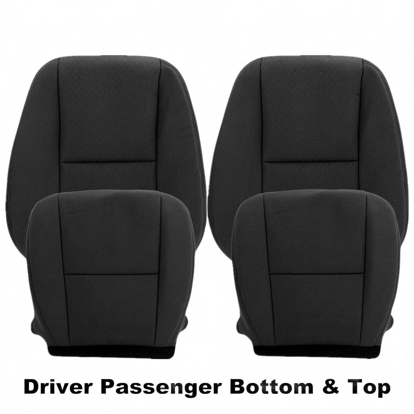 Driver&Passenger Bottom+Top Cloth Seat Cover For 2007-2014 Chevy Silverado Black