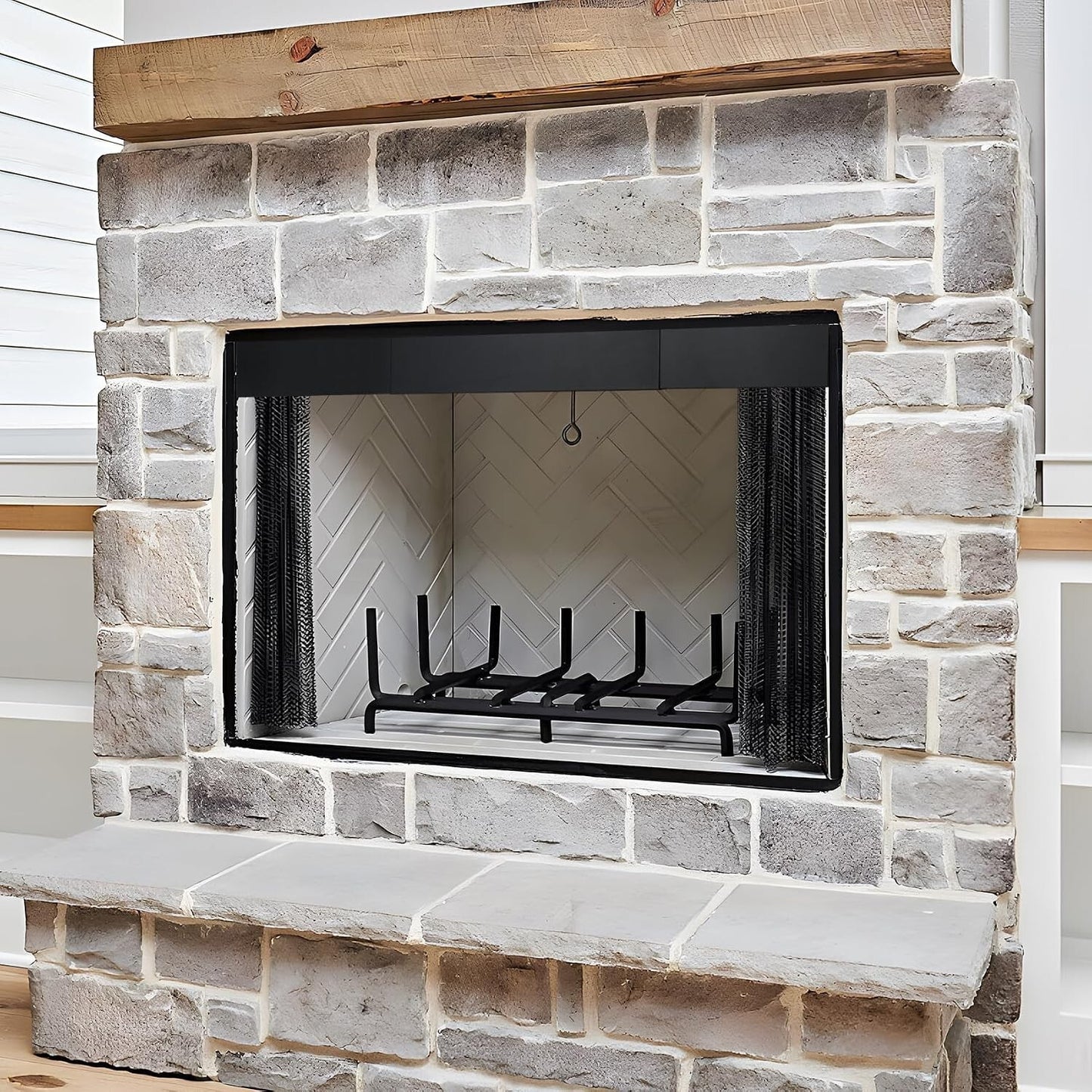 Stanbroil Smoke Guard for 28.5 to 48-Inch by 8-Inch Fireplaces Black Powder