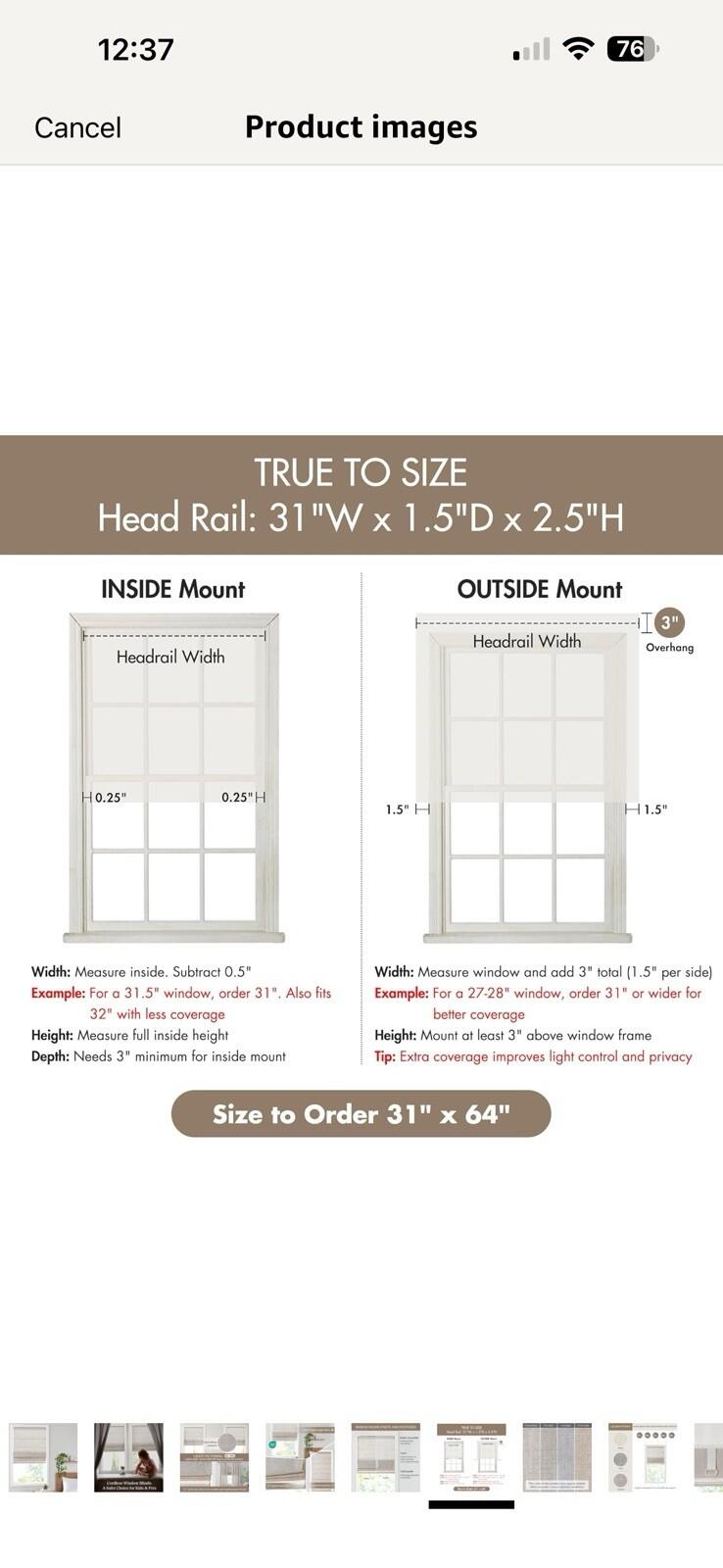 31x64 Madison Park Kyler Cordless Roman Shades Lightweight Linen Blind