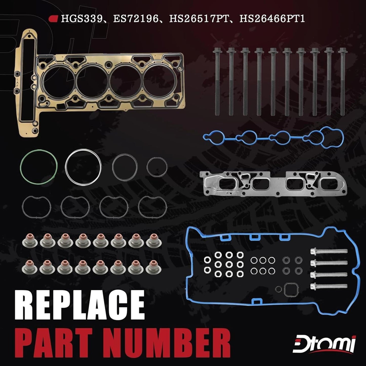 Engine Head Gasket Set Cylinder Head Bolts Compatible with Chevy Buick GMC