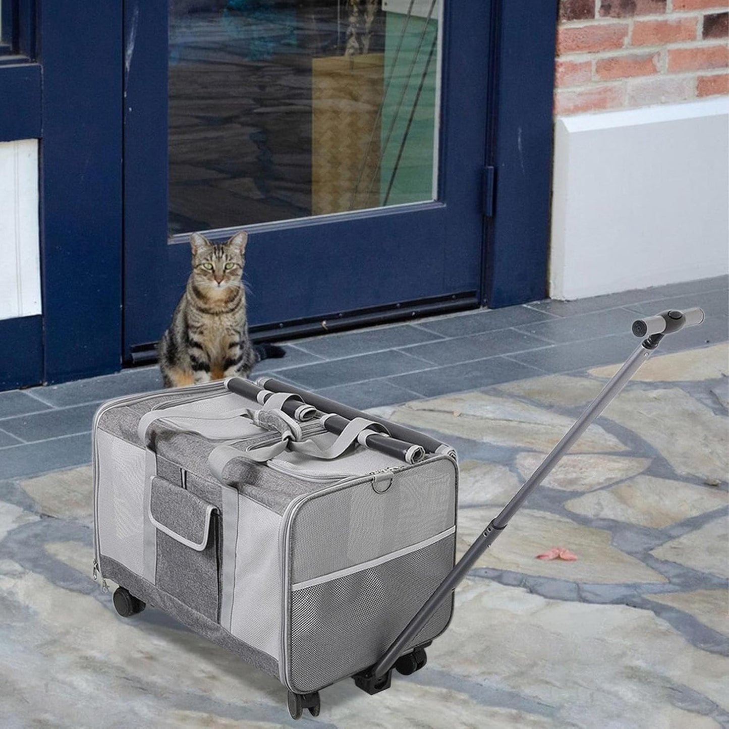 Pet Carrier with Wheels Pet Travel Carrier on Wheels,Breathable,Pet Travel Bag
