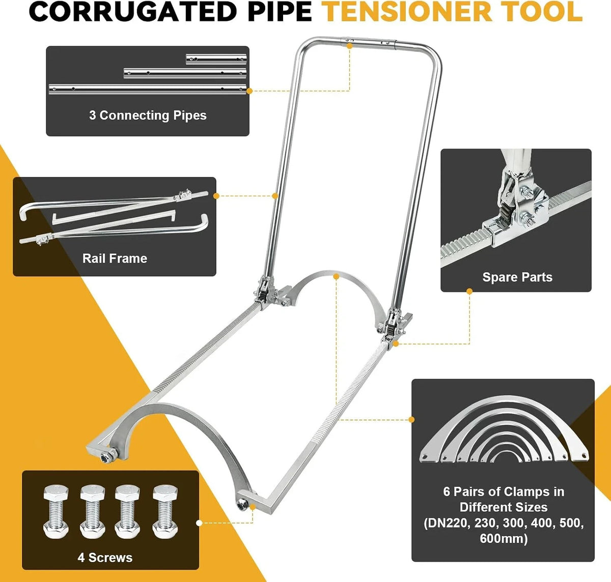 HDPE Corrugated Pipe Tensioner 200-600Mm Heavy Duty Pipe Tensioner Tool